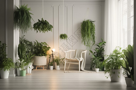 绿植环绕的房间图片