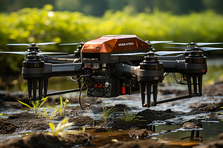 无人机在水田里喷洒农药图片
