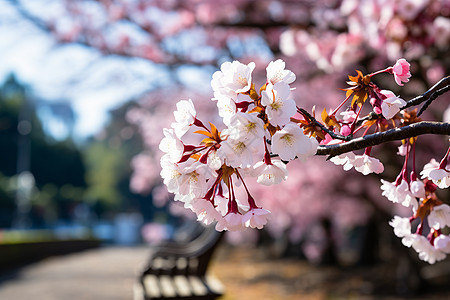 公园的樱花绽放图片