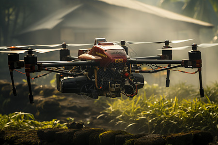 喷洒农药的无人机背景图片