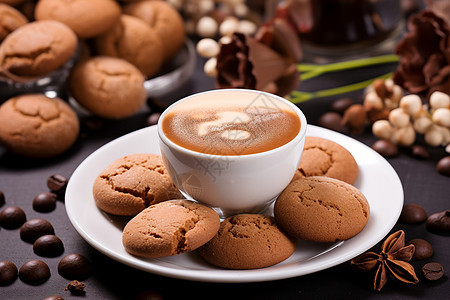 咖啡与巧克力饼干图片
