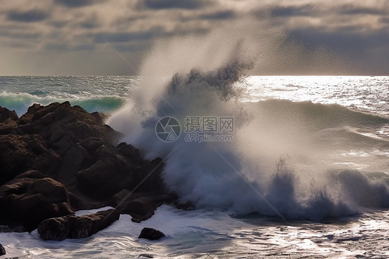海浪拍打着岩石图片