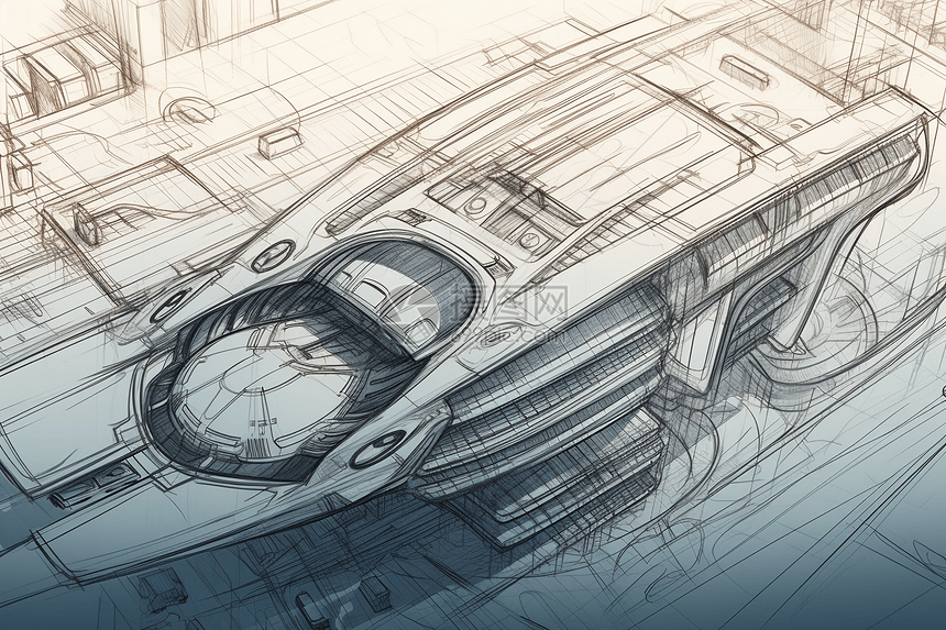 未来城市中的汽车草图图片