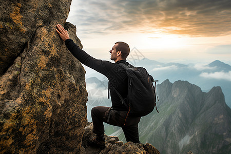 户外的登山者图片