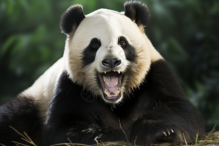 张开嘴巴的熊猫图片