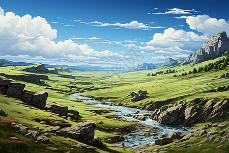 内蒙古草原的美景背景图片