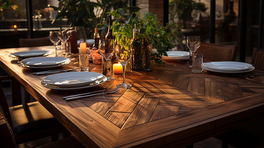 实木的餐桌图片