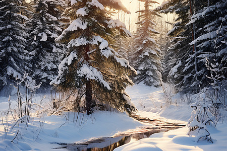 被白雪覆盖的树木图片