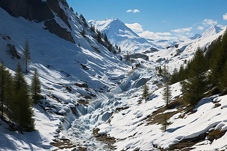 冬日的雪山风景图片