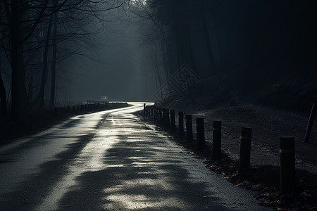 迷雾中的公路背景图片