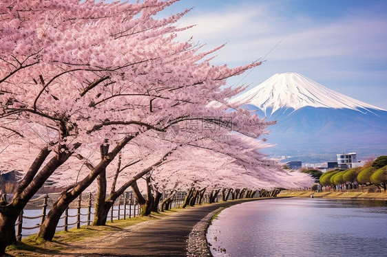 樱花下的日本之美图片
