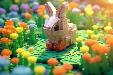 春天草地上的兔子图片