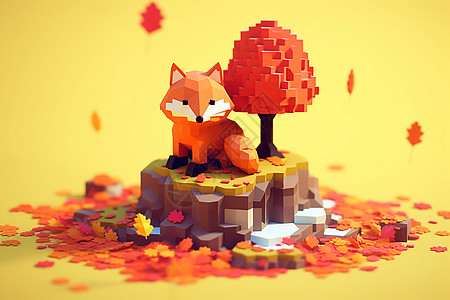 享受秋日美景的狐狸图片