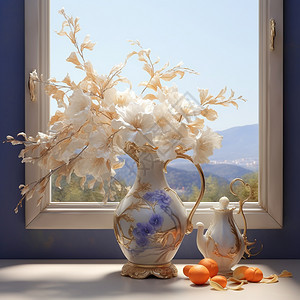 窗台的花瓶图片