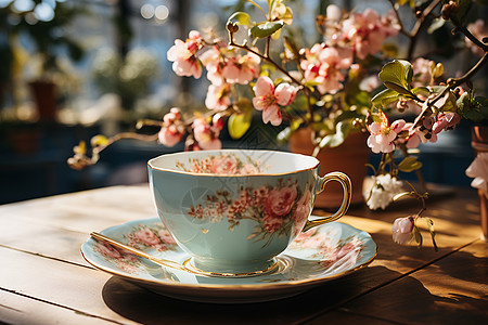 桌上的茶杯茶碟图片