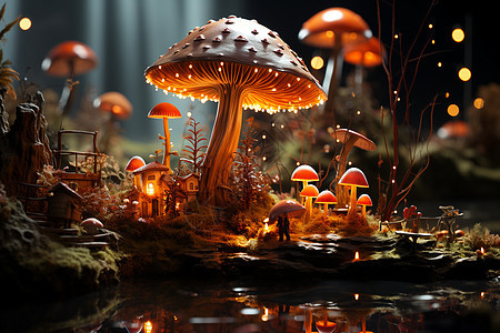 仙境中的巨型蘑菇图片