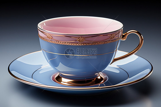 浅色和谐杯子和茶碟套装图片