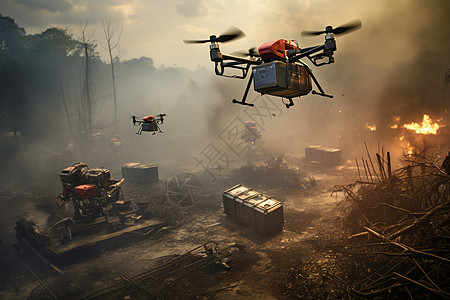 空中营救的无人机背景图片