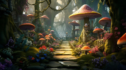 童话蘑菇森林图片