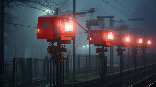 火车线路信号灯图片