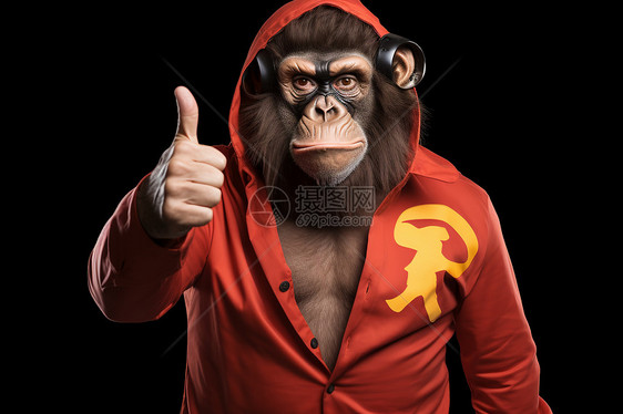 穿着红色上衣的大猩猩图片