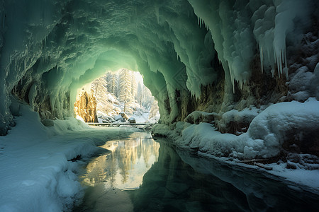美丽冰雪山洞图片