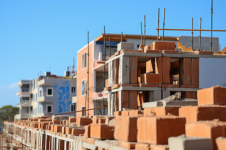 天空下的新建住宅区图片