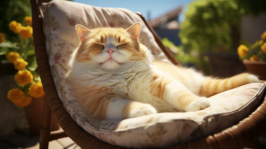 阳光下休息的猫图片