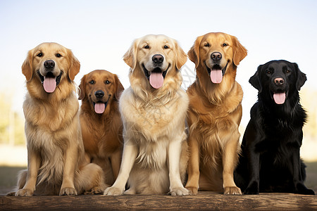 一群狗狗伸出舌头图片
