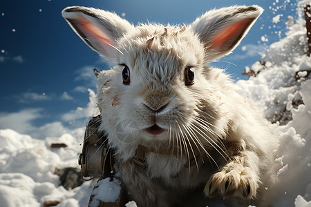 白雪中的兔子背景图片