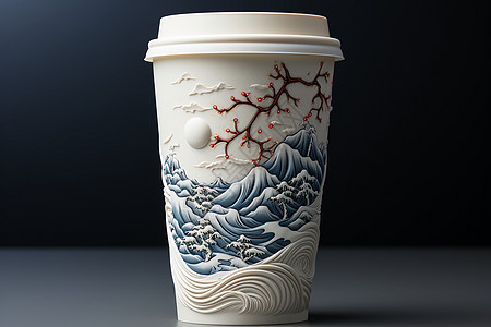 中国风艺术花纹的杯子图片