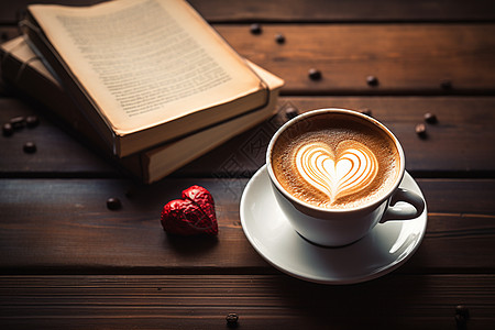爱心拉花咖啡咖啡馆里的爱心咖啡背景