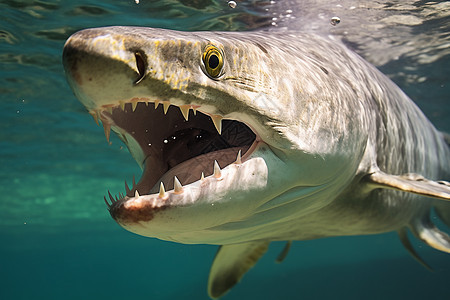 巨型鲨鱼露出獠牙图片