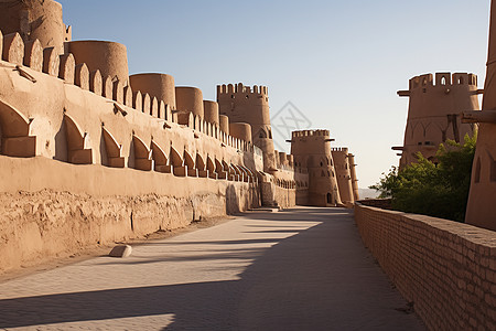 沙漠中的城堡沙漠中的城墙与古堡背景