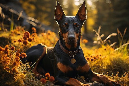 阳光下的休息的狗高清图片