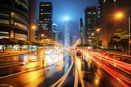 城市夜景中的现代交通景观图片
