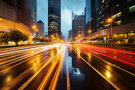 城市夜景中的繁忙交通图片