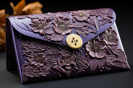 紫色钱包上的花朵装饰图片