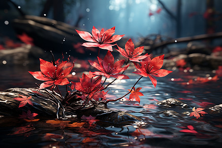 秋季的水面涟漪图片