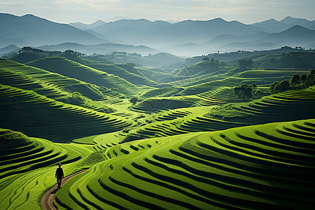 翠谷山川的田野图片