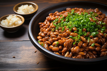 美味的日本纳豆拌饭图片