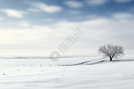 草原上孤独树寒冬中的孤独树背景