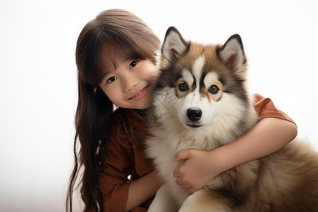 孩子和宠物狗图片