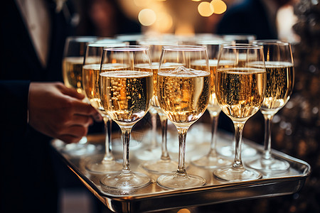 新年晚宴新年庆典的香槟酒背景