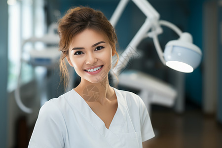 洁白笑容的牙医助理背景图片