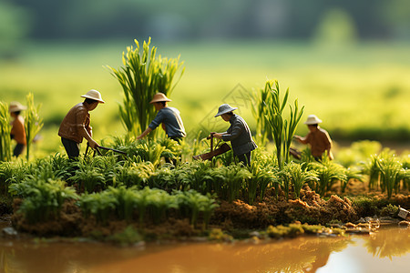 微距中的稻田风景图片