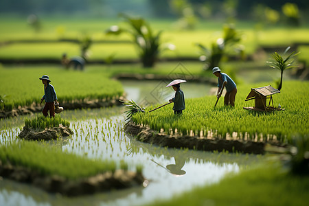 细腻稻田中的微观世界图片