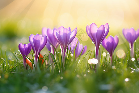 春天的紫色花朵盛开图片