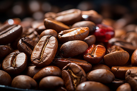 咖啡豆的特写图片