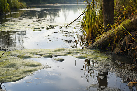杂草在湖水中图片